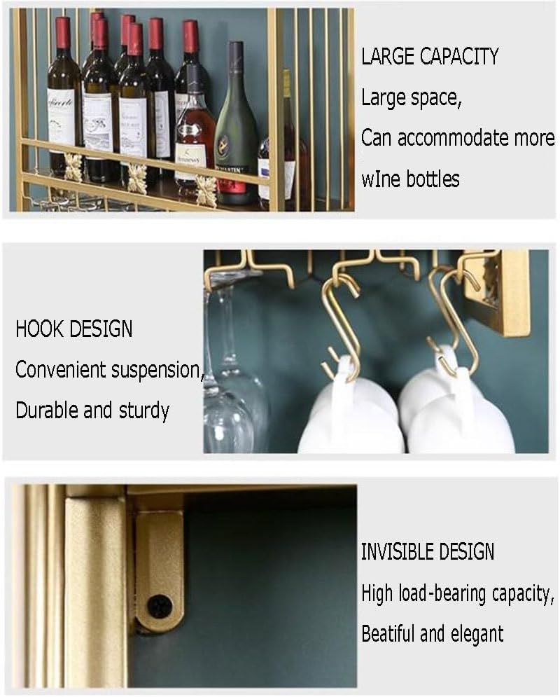 SilteD Wall-Mounted 2-Tier Wine Rack with Stemware Hanger 1