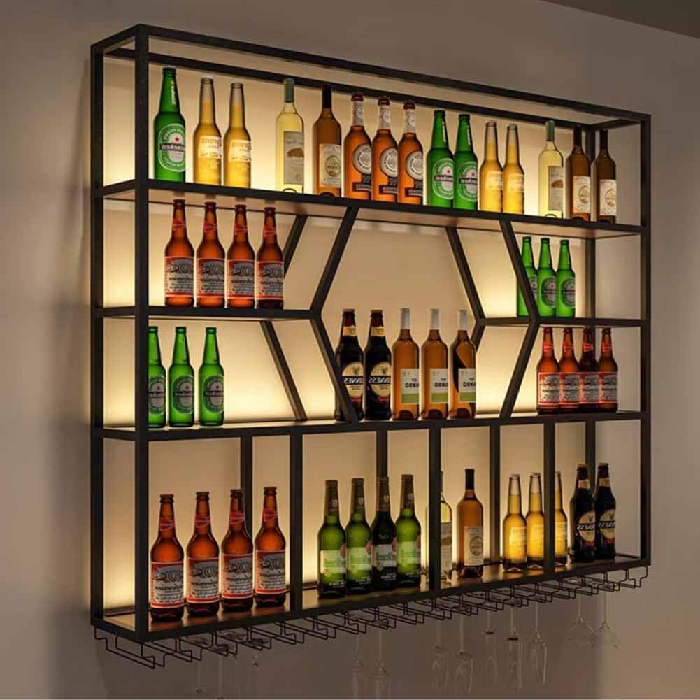 MaGiLL Wall Mounted LED Wine Rack with 4 Tiers
