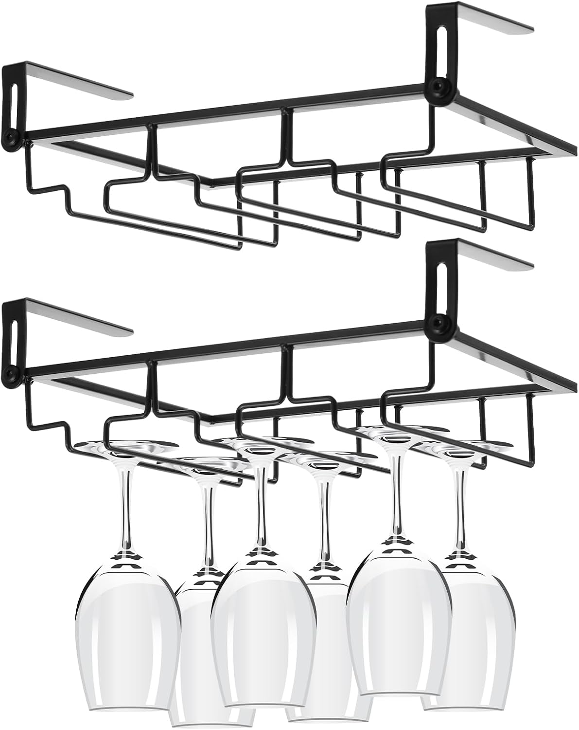 Adjustable 2Pcs Wine Glass Rack for Cabinet and Shelf
