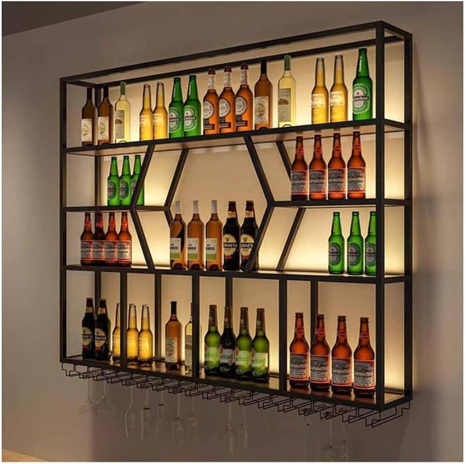 MaGiLL Wall Mounted LED Wine Rack with 4 Tiers