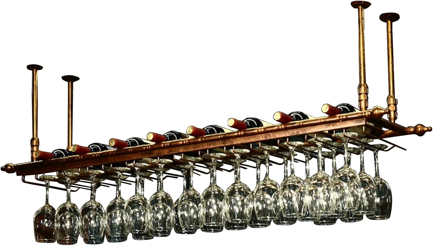 Ceiling Hanging Wine Rack with Glass Holder Black 80x35cm 1