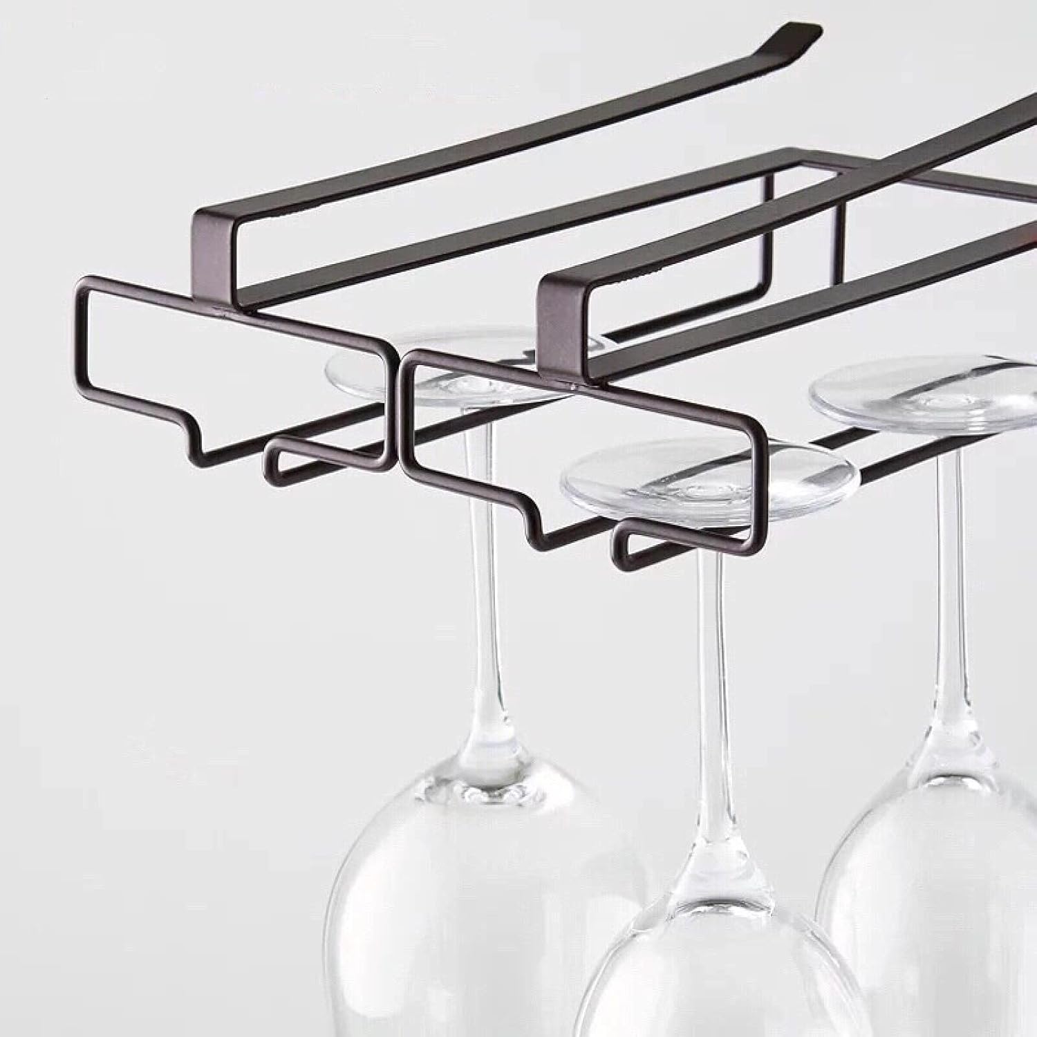 OWKAY Simple Cabinet Wine Glass Rack Black