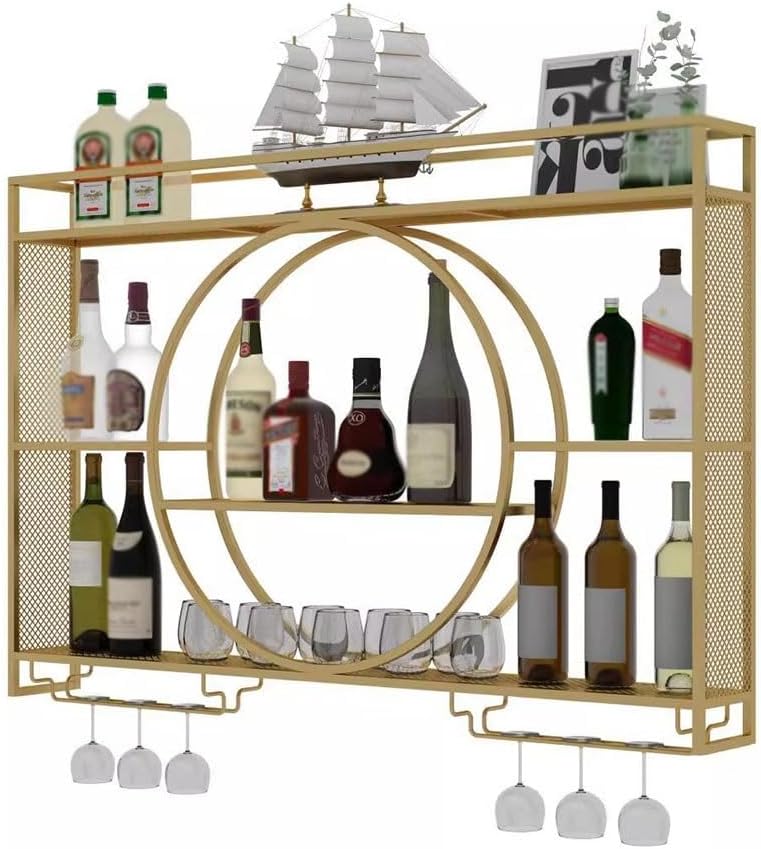 SilteD Floating Metal Wine Rack Wall Mount 100x15x80Cm