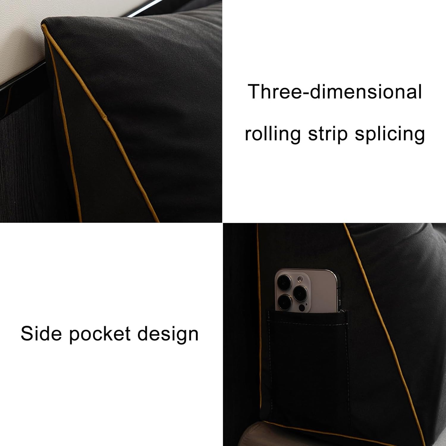 Headboard Bolster Pillow with Removable Cover