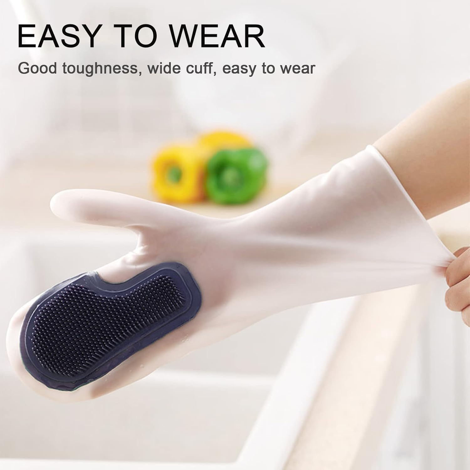 Durable Reusable Cleaning Gloves with Brush for Kitchen and Household Use
