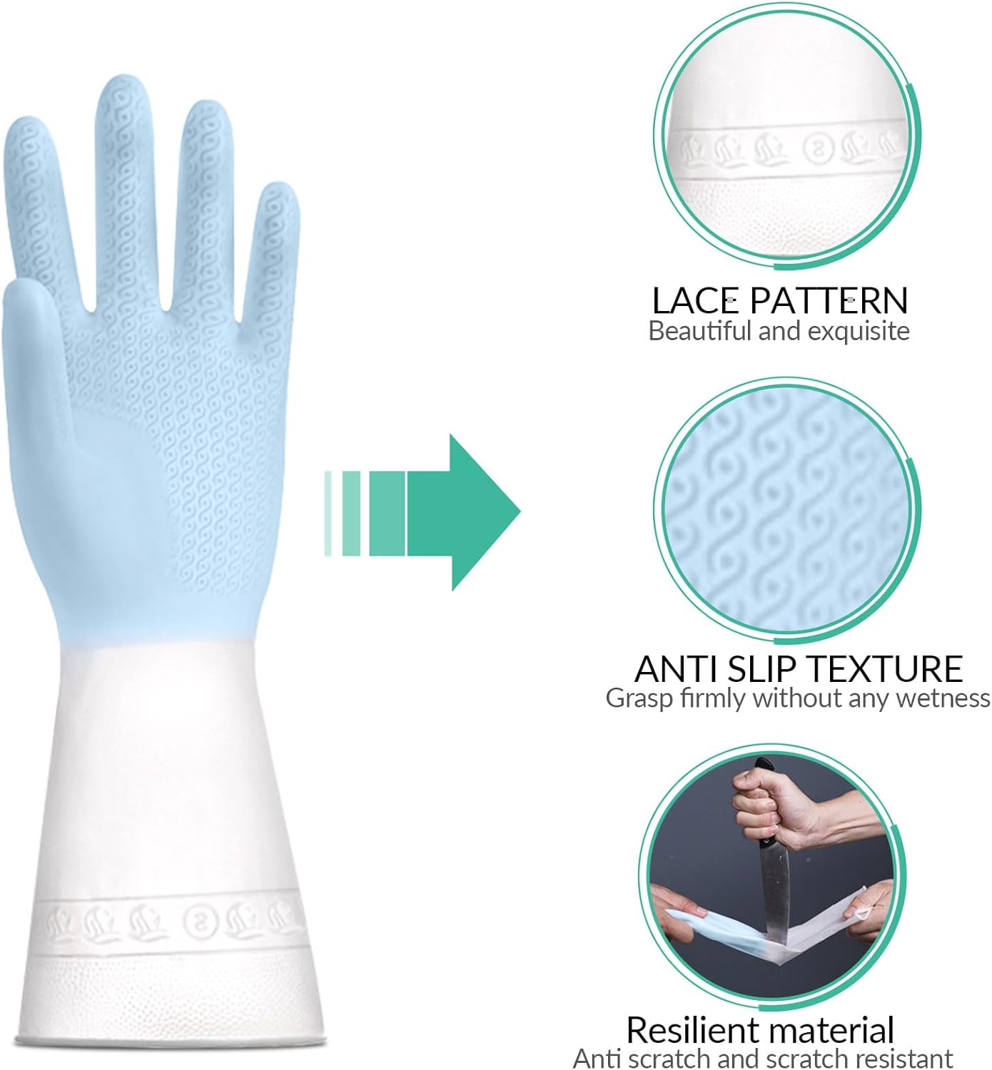 3 Pair Reusable Cleaning Gloves for Kitchen and Home Use