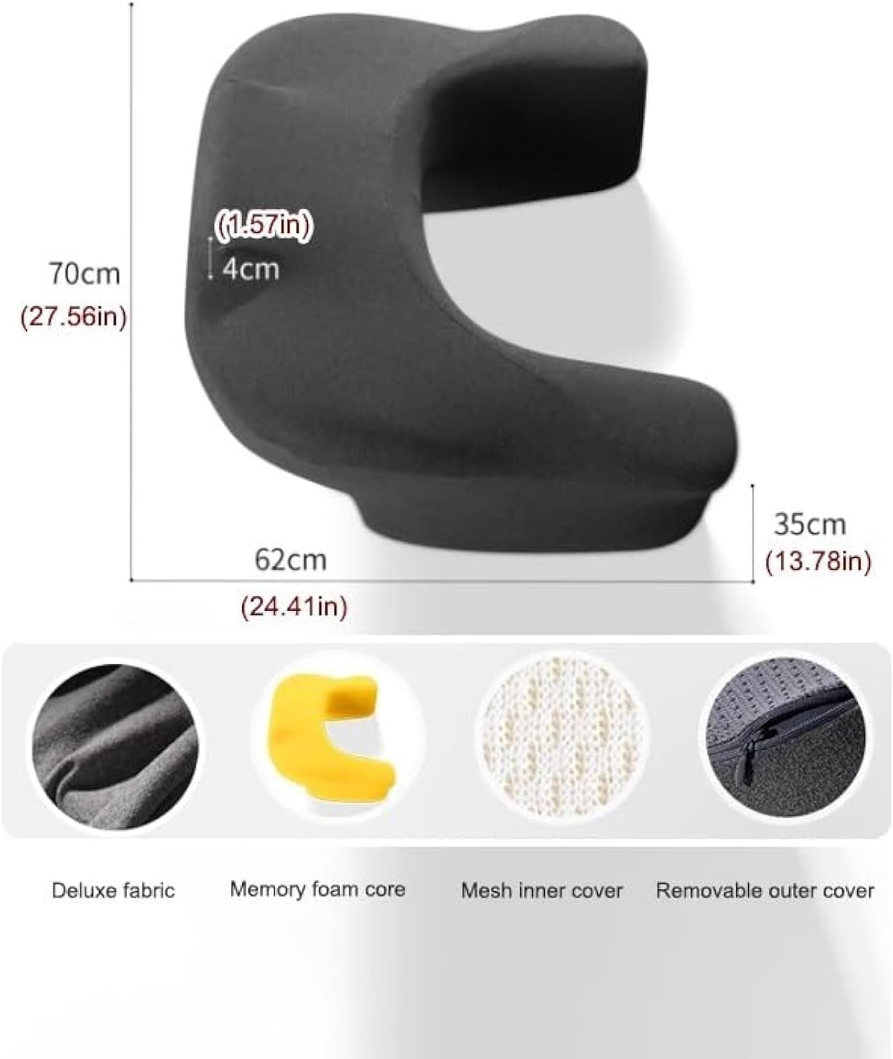 Ergonomic Memory Foam Arm Rest Pillow with Side Pocket