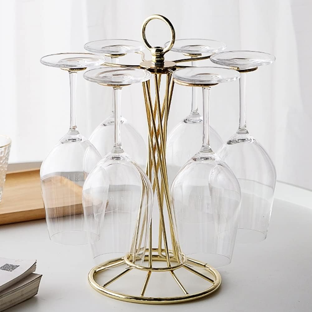 Gold Wine Glass Display Holder for 6 Glasses