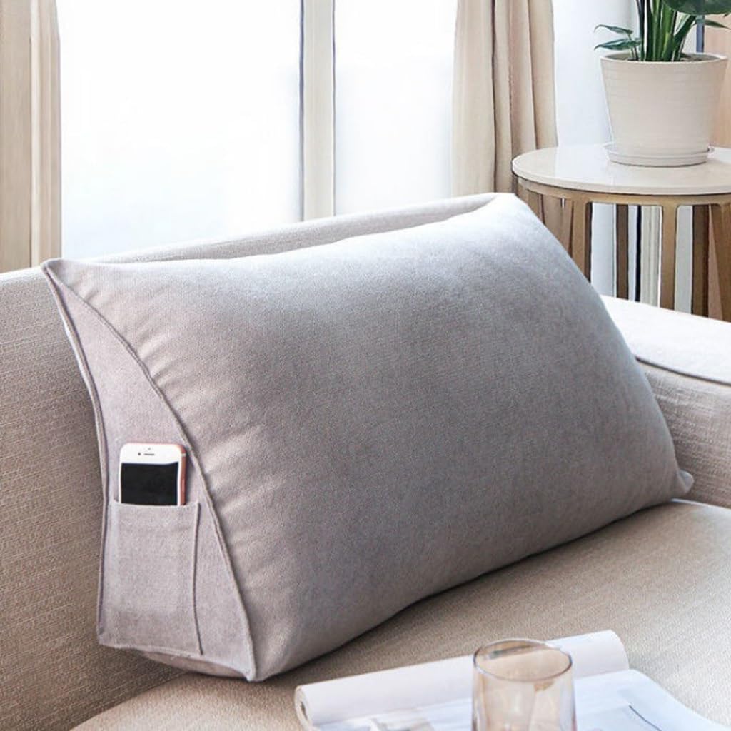 Triangle Wedge Bed Pillow with Zipper Removable and Washable Gray 100x35x20cm