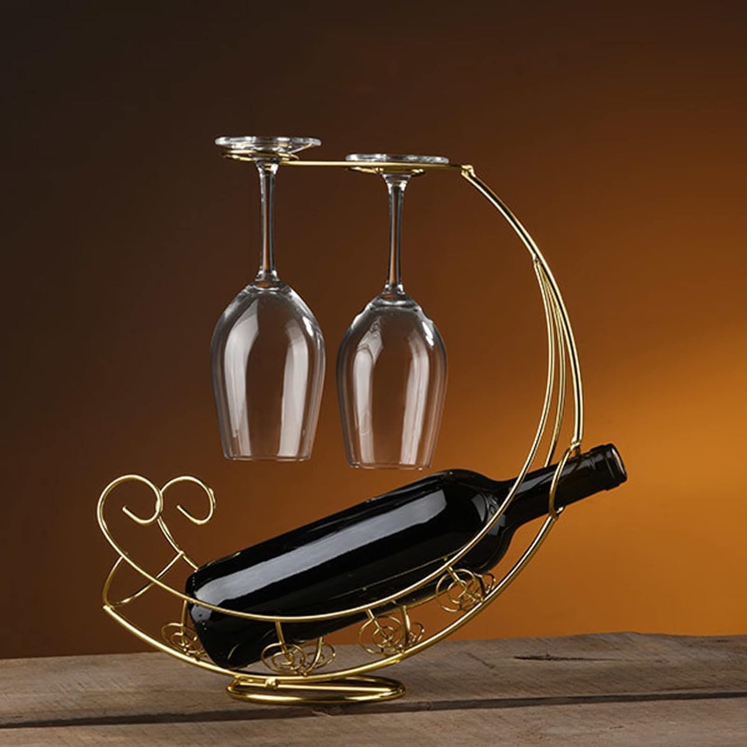 NWB Gold Metal Wine Glass Holder with 4 Hooks 1