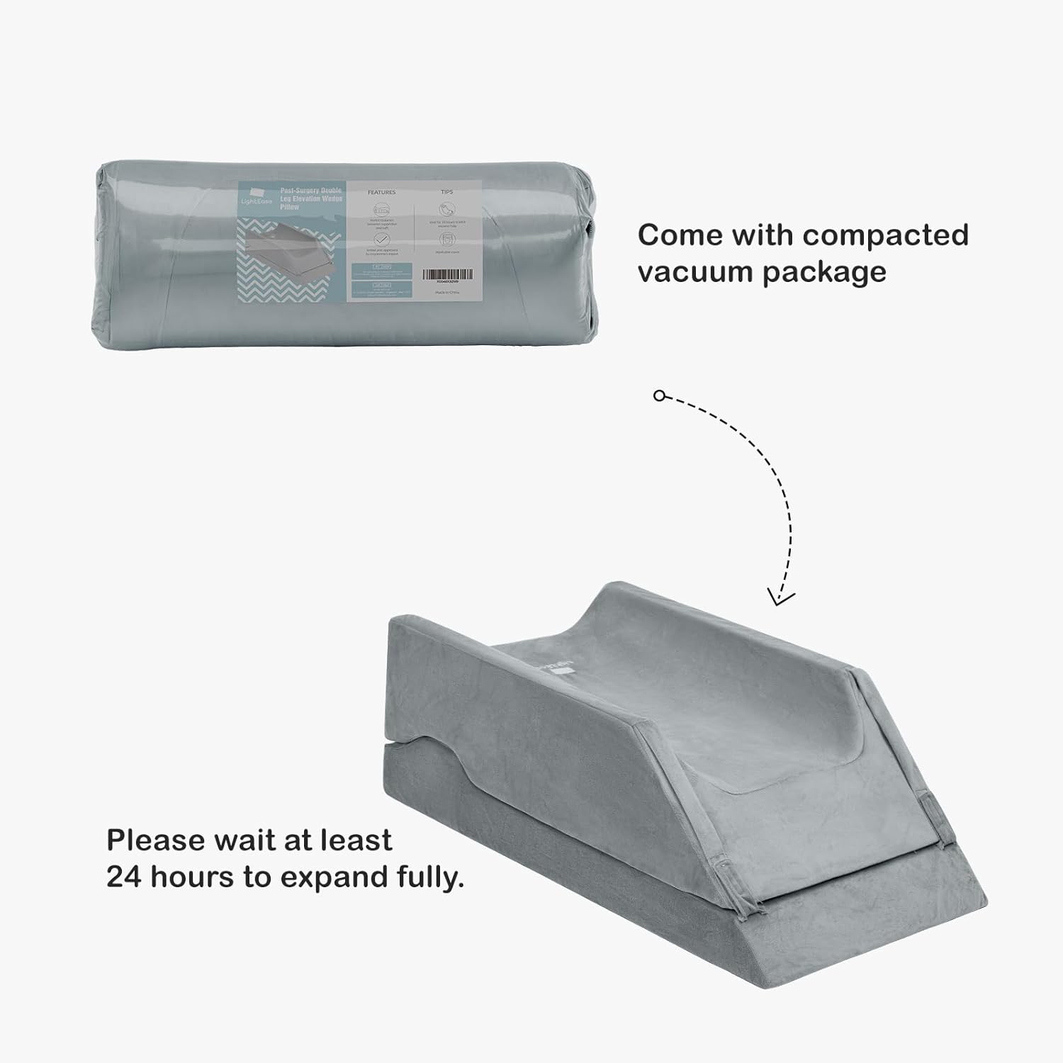 LightEase Adjustable Leg Elevating Pillow for Post Surgery Recovery