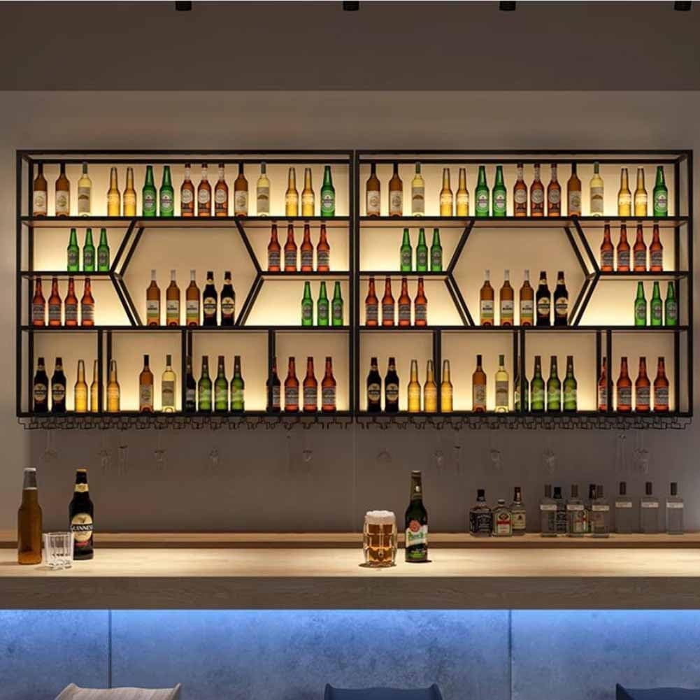 MaGiLL Wall Mounted LED Wine Rack with 4 Tiers