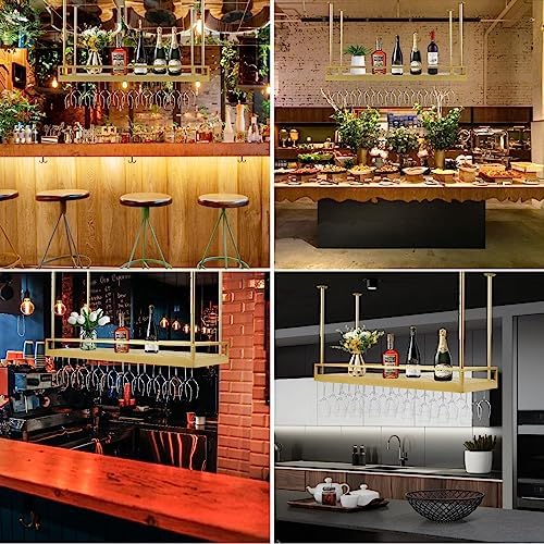 Adjustable Ceiling Wine Glass Rack for Bar and Kitchen