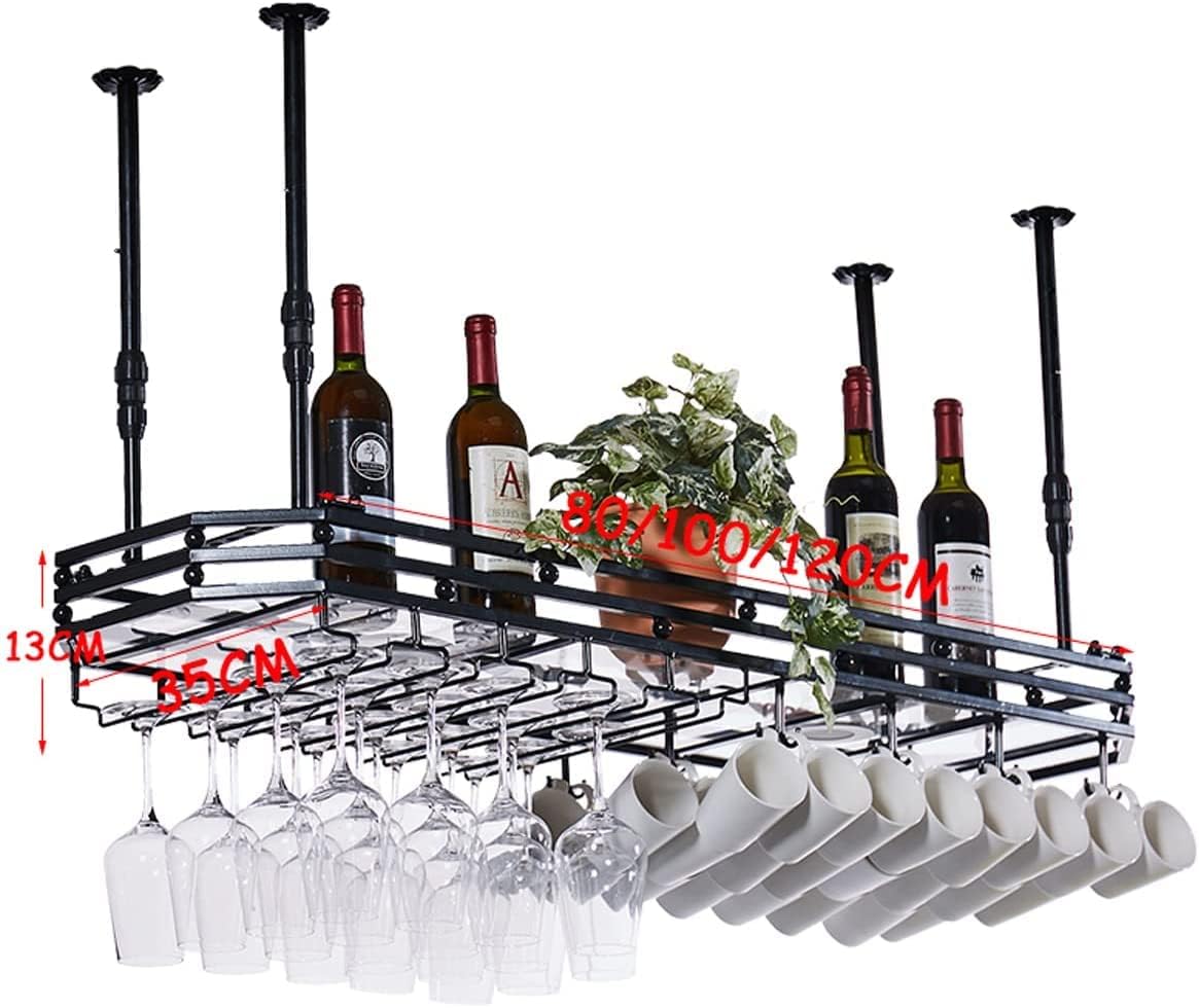 Ceiling Wine Glass Rack with Adjustable Height and Width