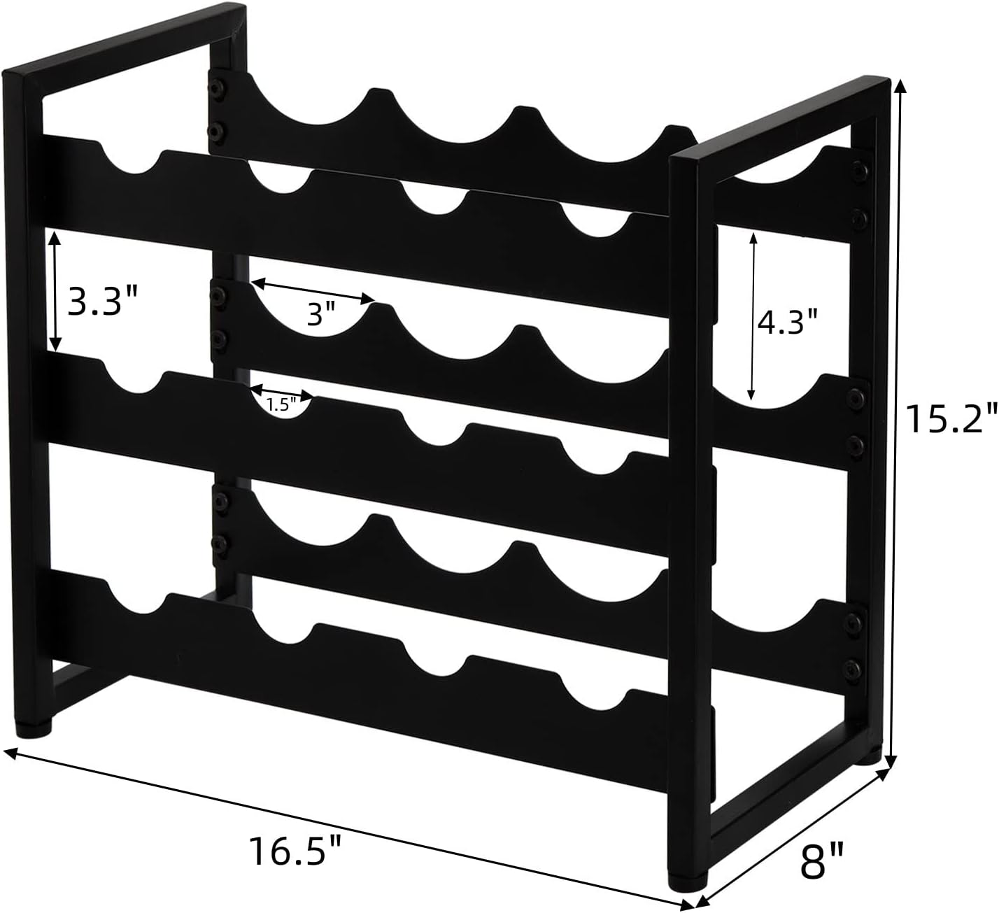 AVLA 3 Tier Freestanding Wine Rack With 12 Bottles Capacity