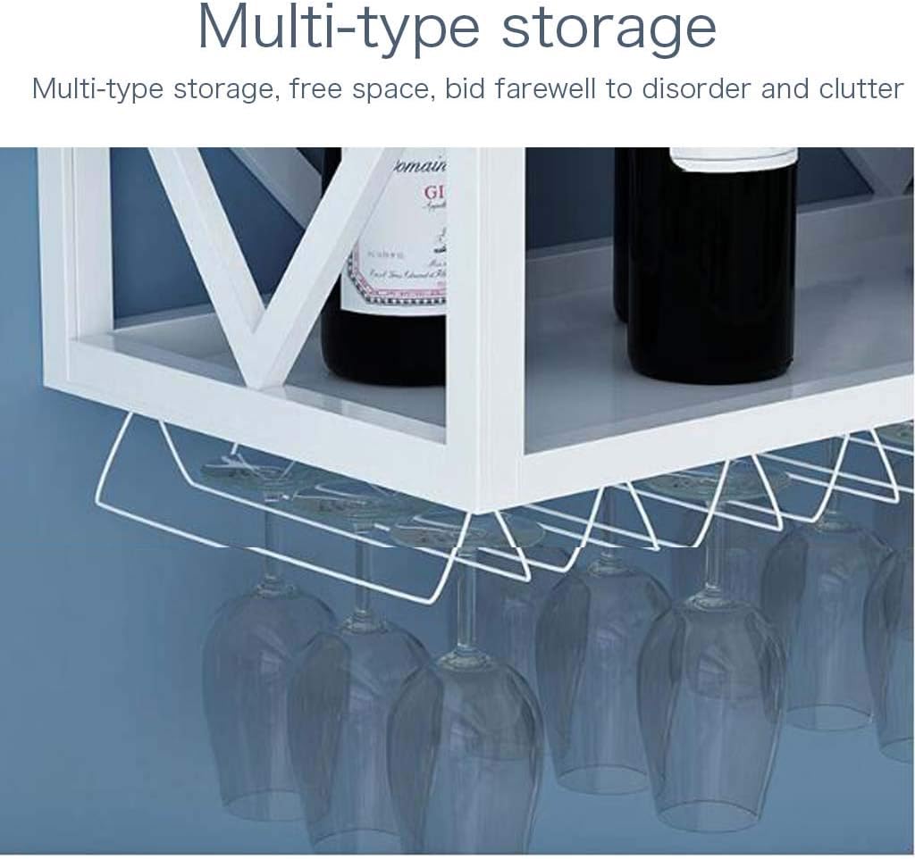 Wall-Mounted Wine Rack with Partitions and Bottle Holder