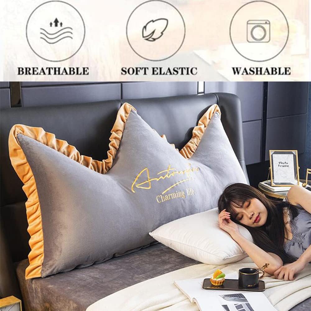 ZZYK Fleece Headboard Pillow Large Reading Support Cushion