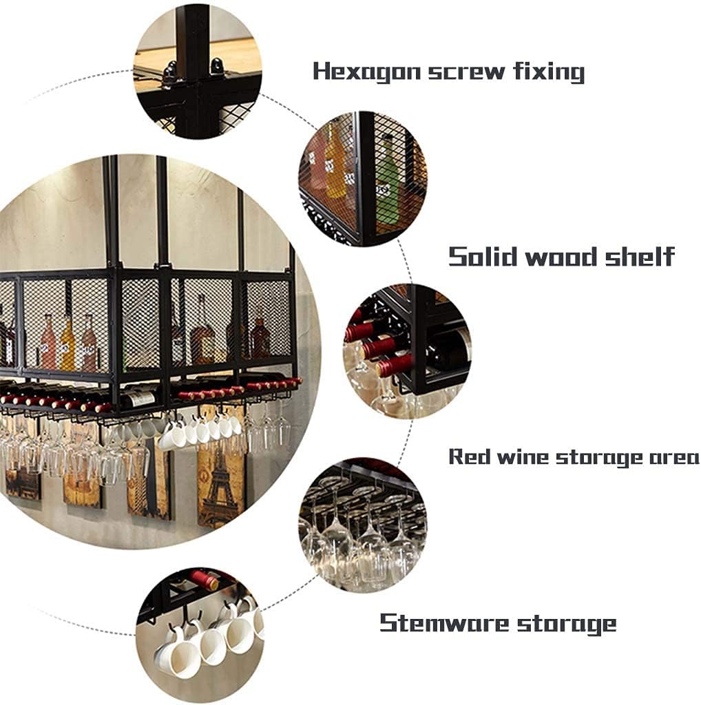 Wall-Mounted Wine Rack with Double Layer Iron Storage