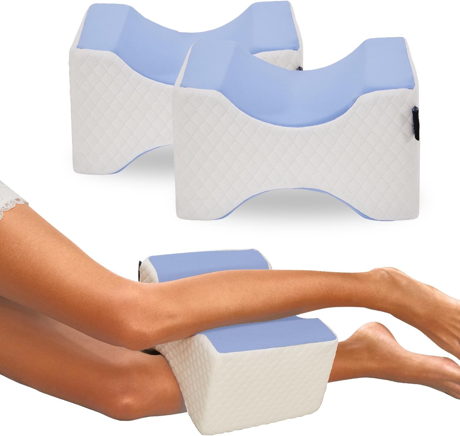 Cooloo8 Side Sleeper Pillow 2PCS Blue Memory Foam Leg Positioner