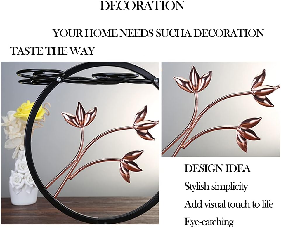 6 Hook Freestanding Wine Glass Rack with Wrought Iron Design