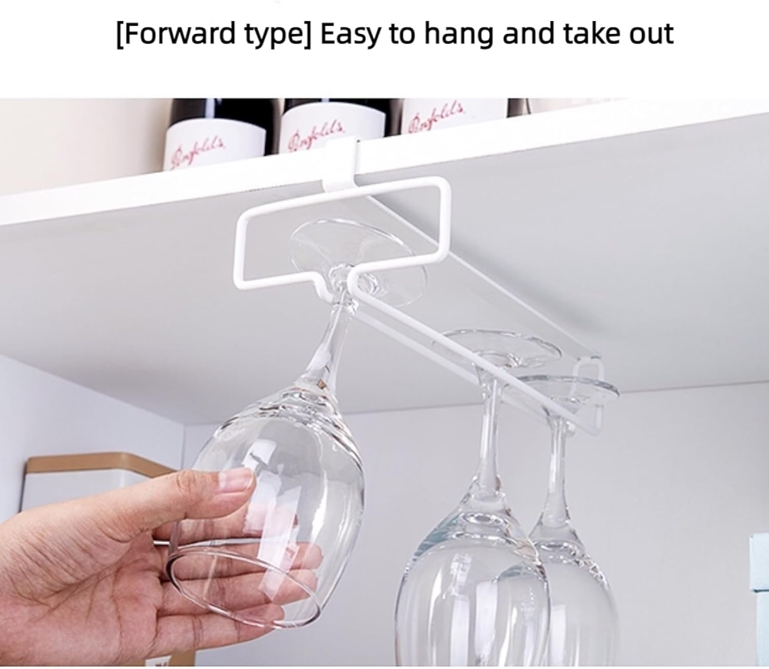 OWKAY Simple Cabinet Wine Glass Rack Black