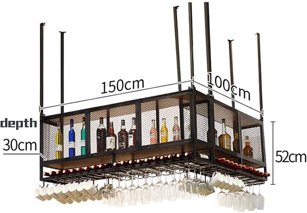 Wall-Mounted Wine Rack with Double Layer Iron Storage