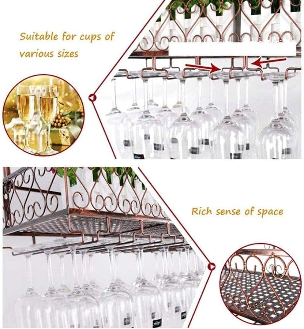 Adjustable Iron Wall-Mounted Wine Rack with Glass Holder