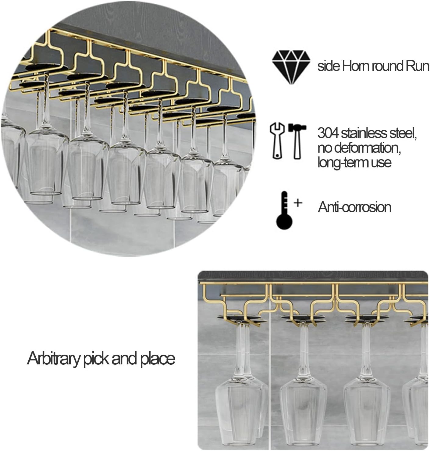Wine Glasses Rack Under Cabinet - Stainless Steel