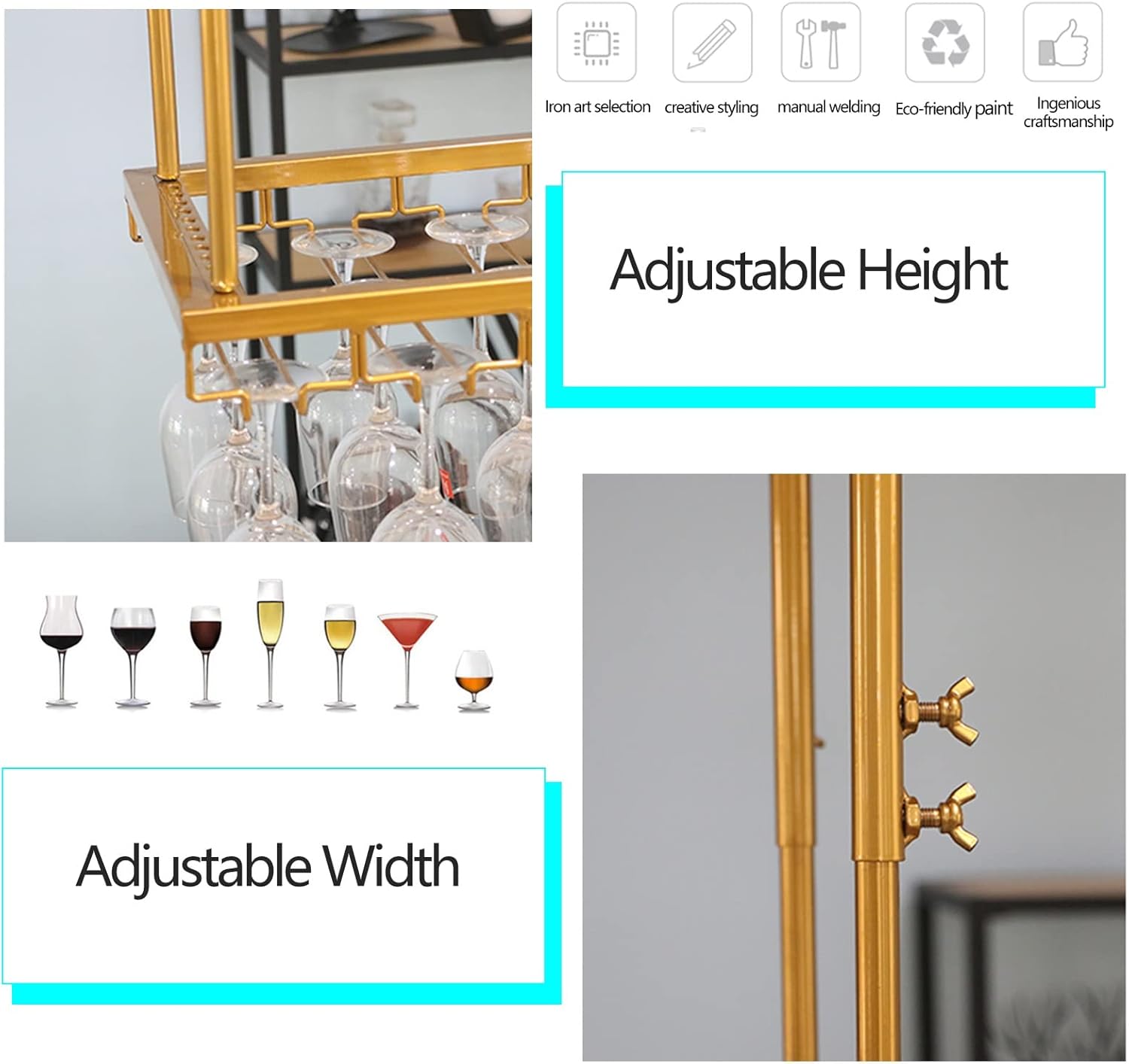 Ceiling Hanging Wine Rack with Adjustable Height and Width