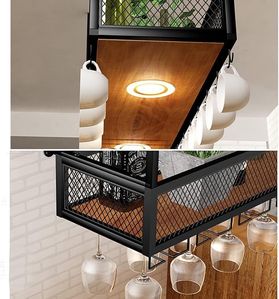 Ceiling Wine Rack Wall-Mounted Storage Shelf for Home Bar
