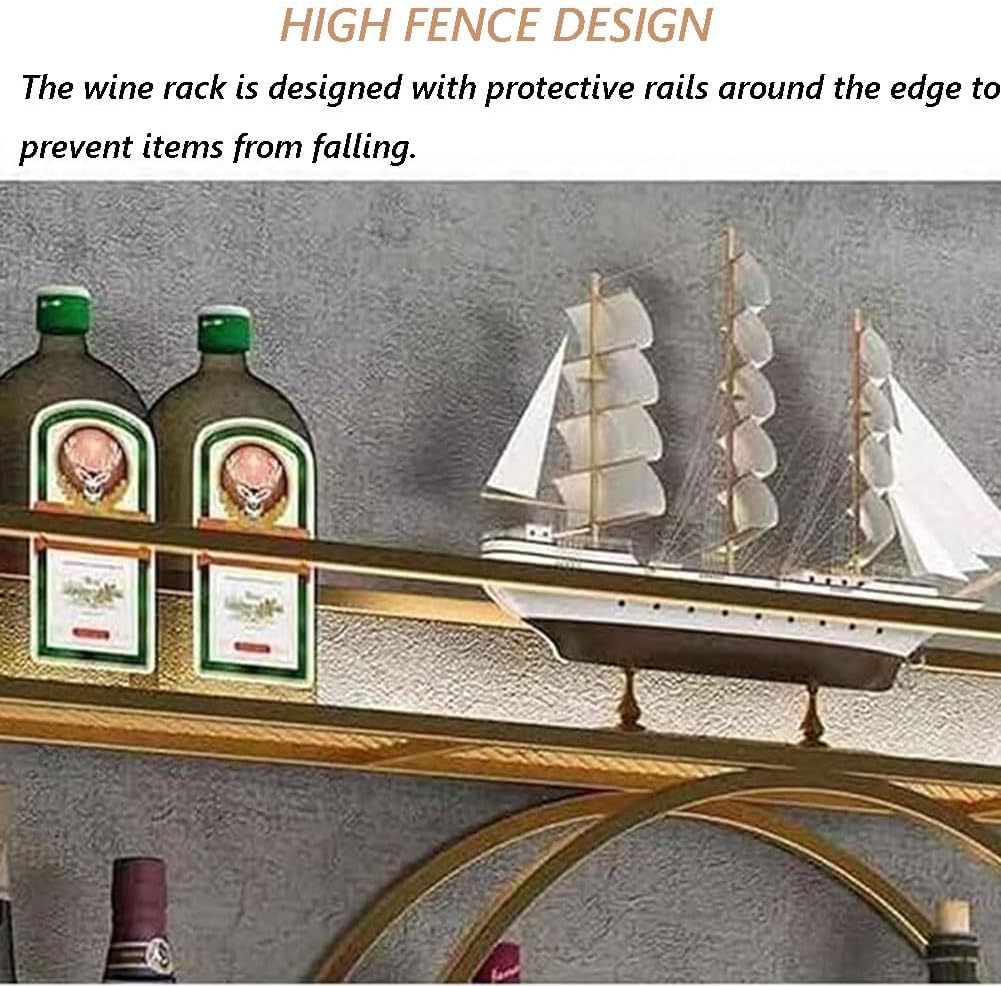 SilteD Floating Metal Wine Rack Wall Mount 100x15x80Cm
