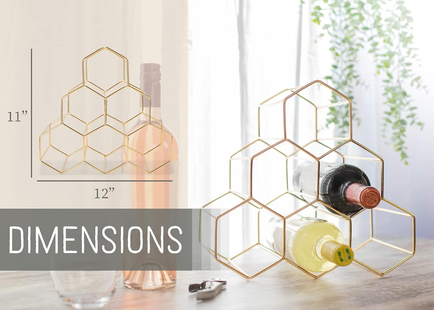 NAT Jules Honeycomb Gold Tone Wine Rack 1