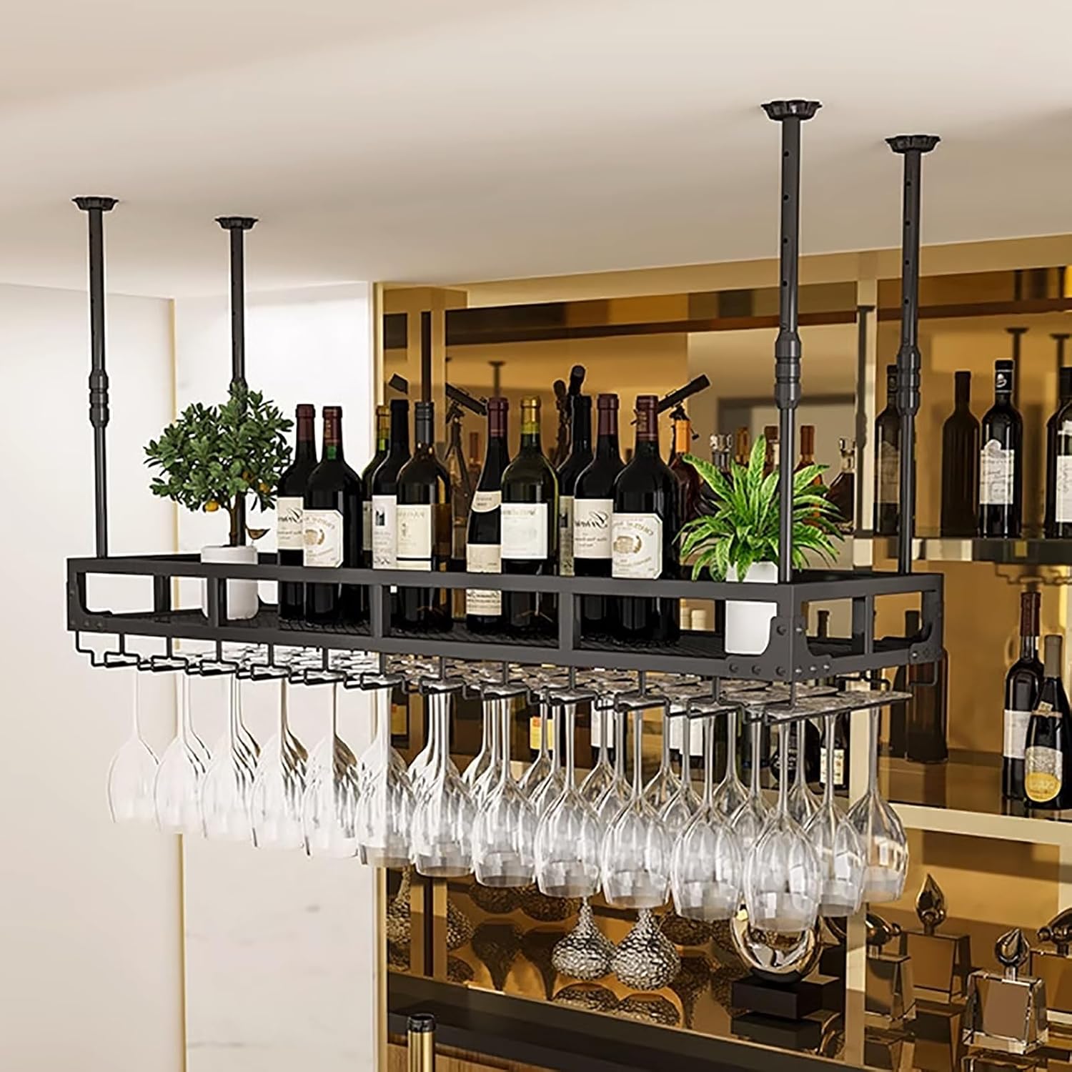 Adjustable Ceiling Wine Rack with Durable Metal Frame 1