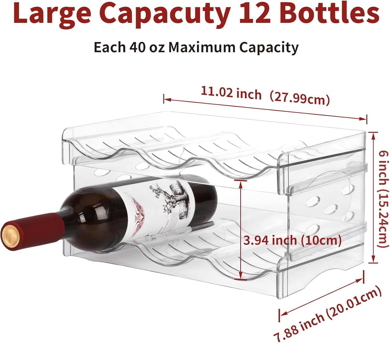 EZ COZY Stackable Wine Rack - 4 Tier for 12 Bottles