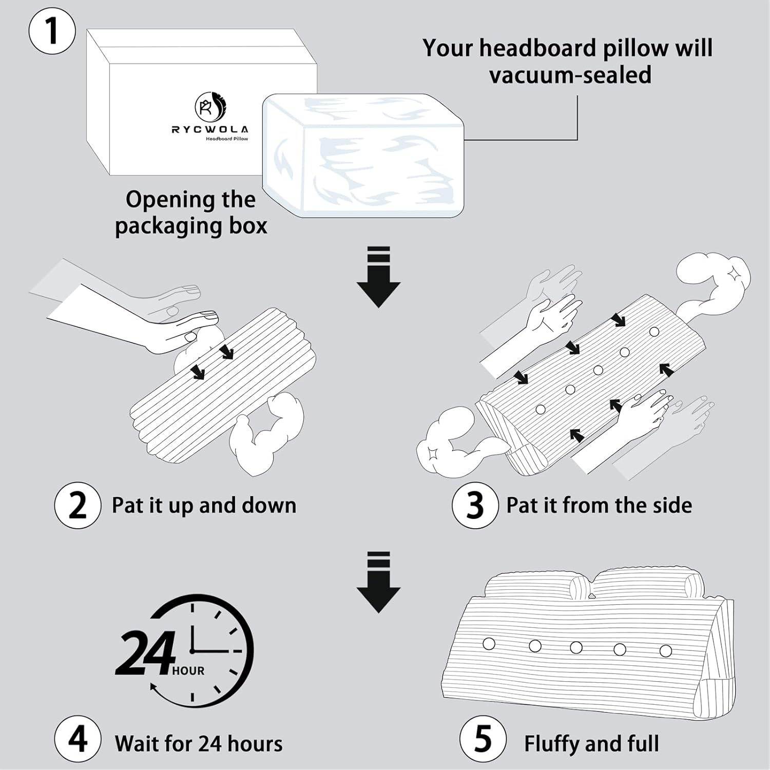 Soft Supportive Headboard Pillow with Neck Roll and Removable Cover