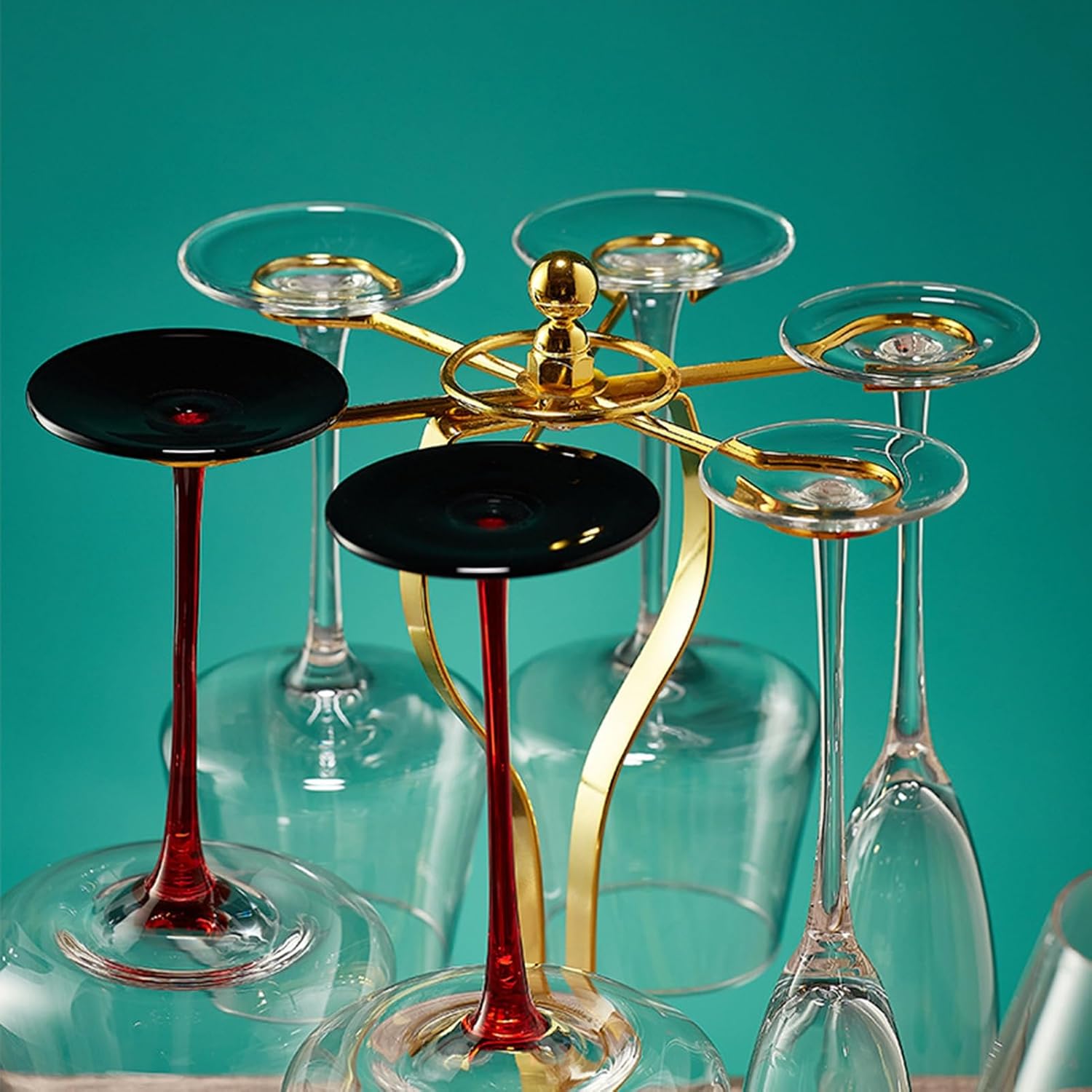 Elegant Gold Wine Glass Holder with 6 Hooks