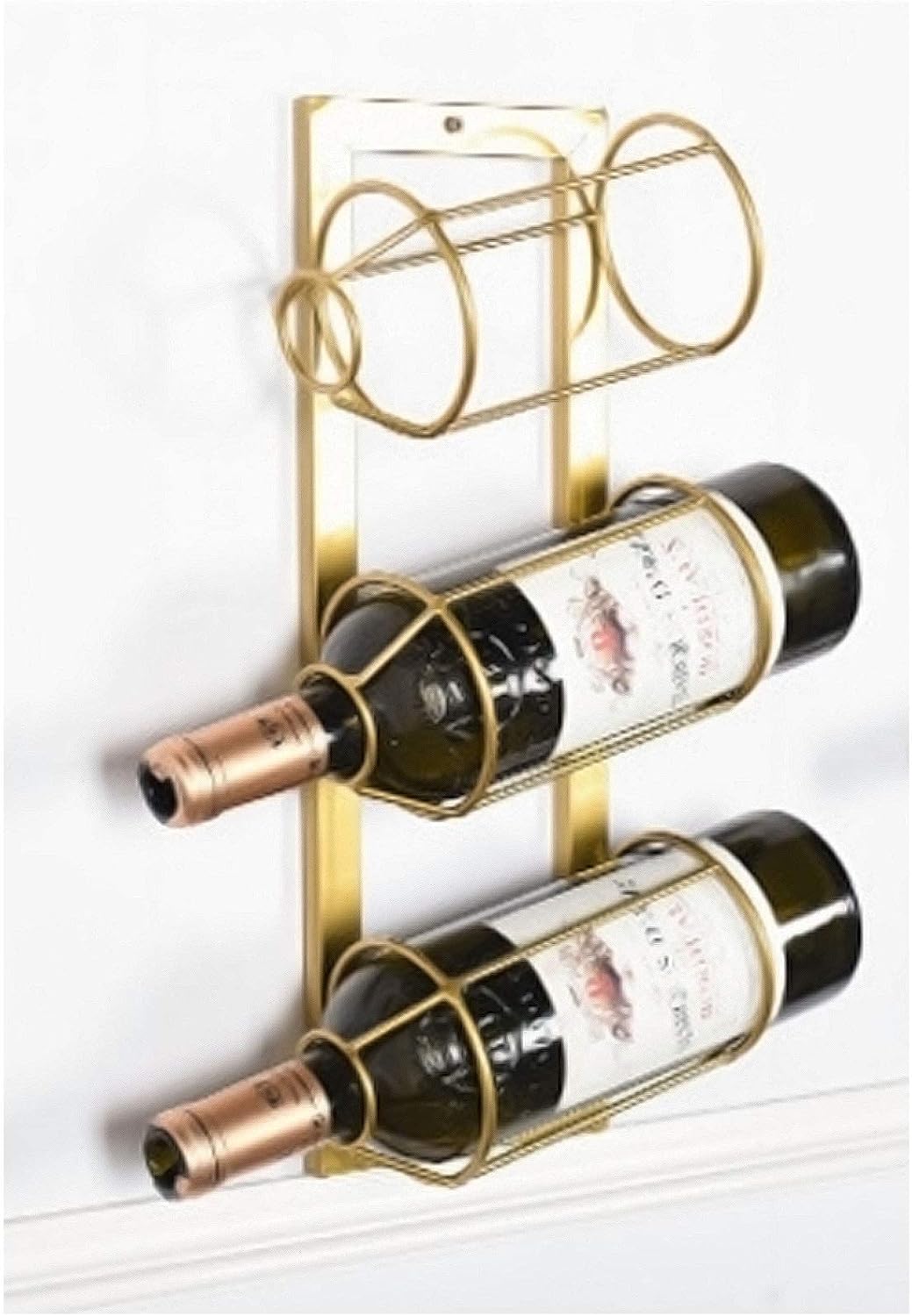 BOCbco Wall-Mounted Iron Wine Racks for Double Bottles
