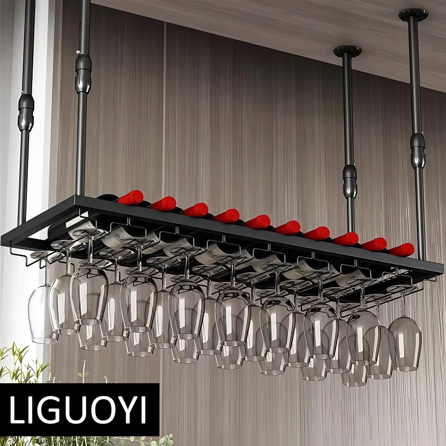 LIGUOYI Adjustable Wine Glass Holder for Kitchen Bar Pub