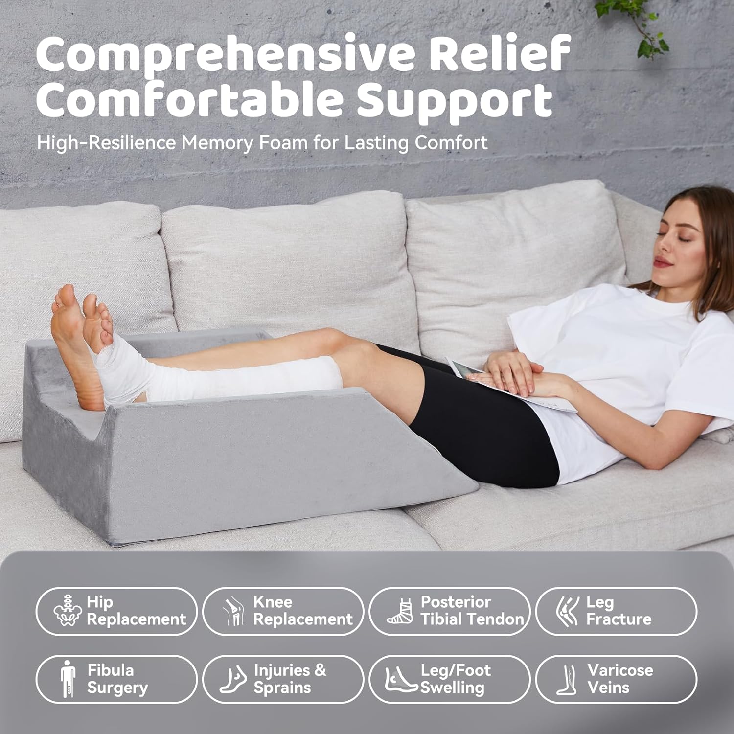 Leg Elevation Pillow for Post Surgery Recovery and Swelling Relief