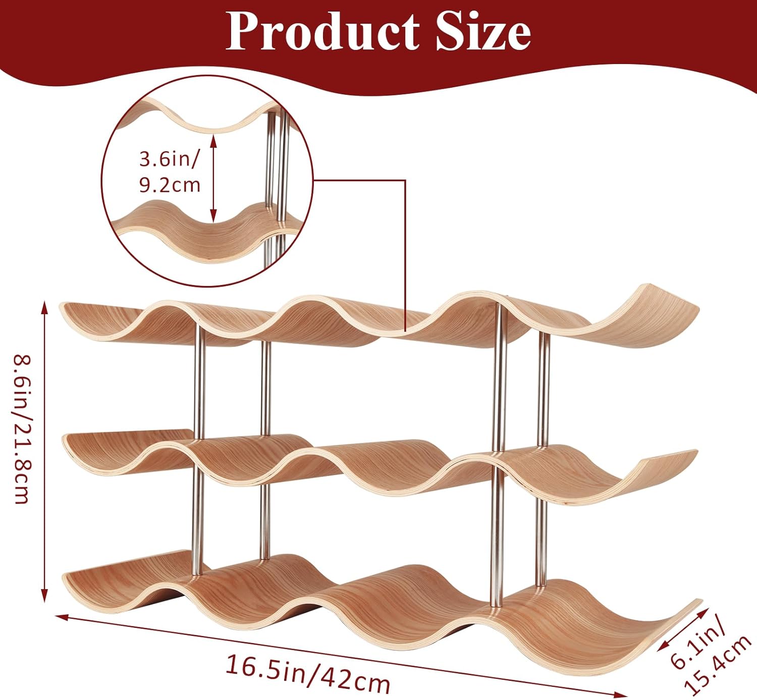 GBACHOOSE 3-Tier Tabletop Wine Rack