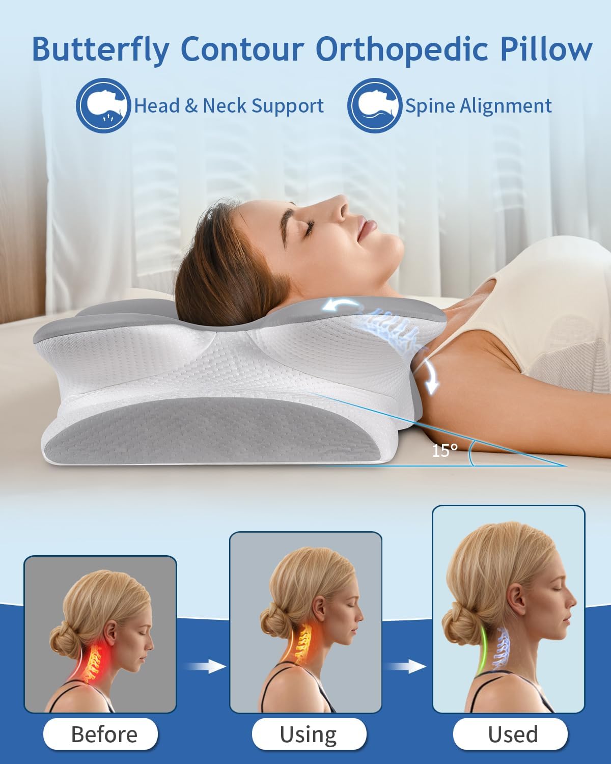 Tujami Cervical Neck Pillow for Pain Relief