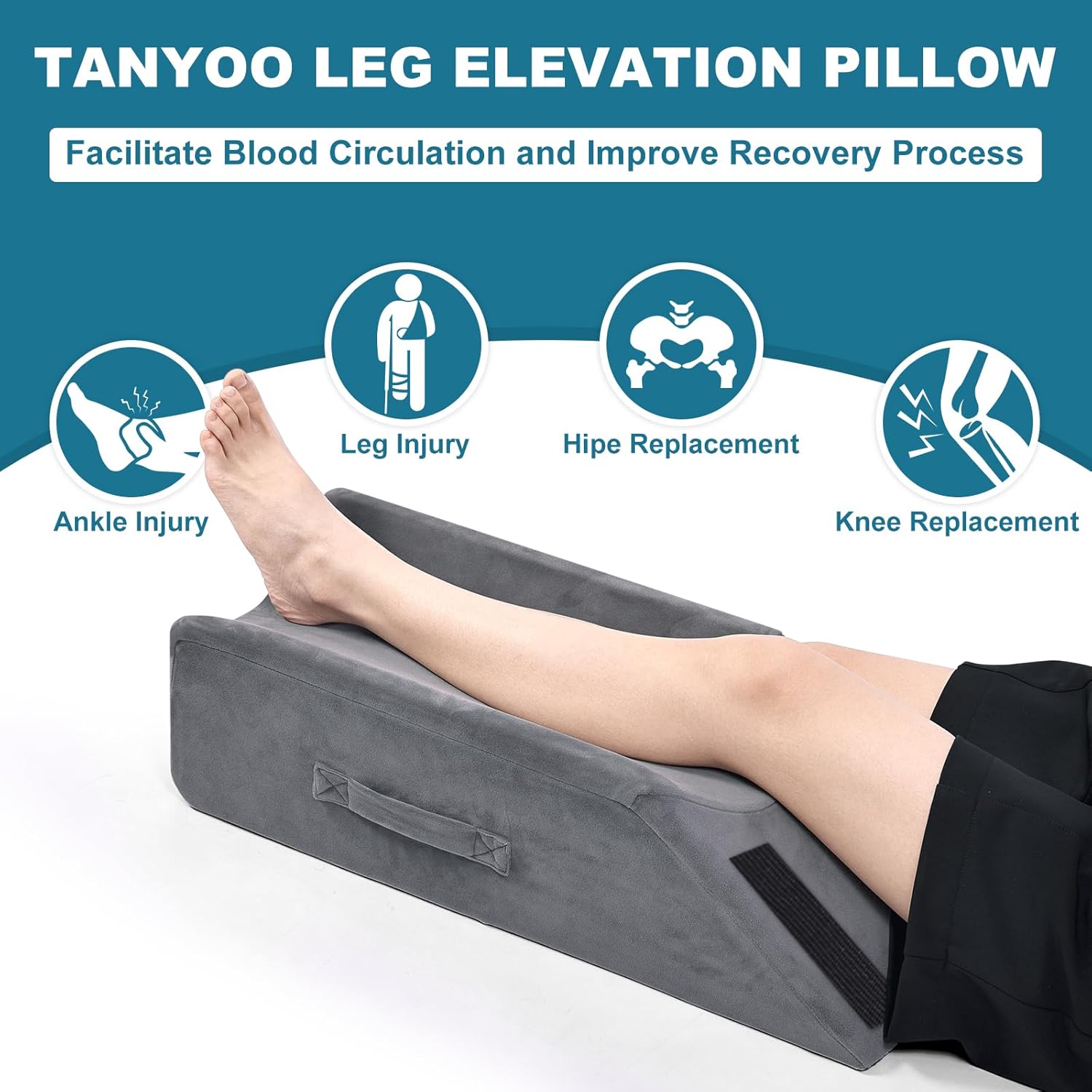 TANYOO Velvet Leg Pillow for Knee Ankle Surgery Recovery