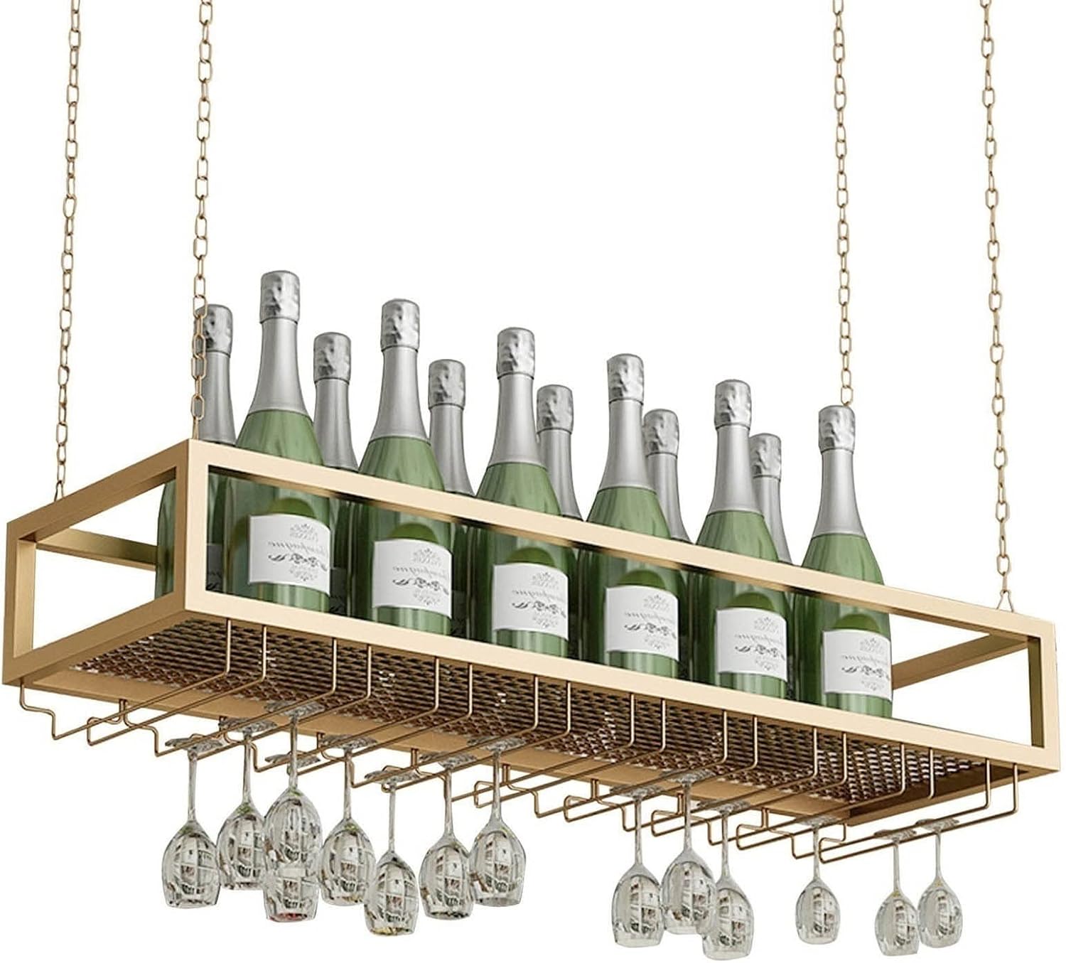 Suuim Ceiling Metal Iron Chain Wine Glass Rack 1