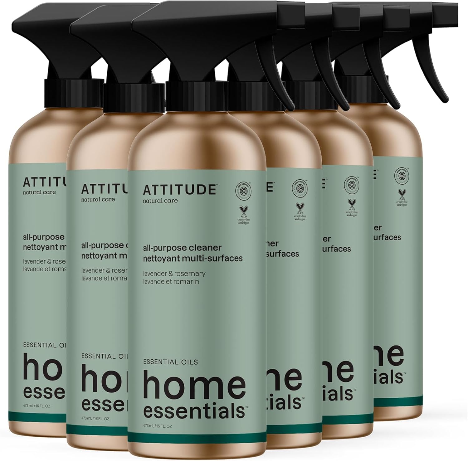 ATTITUDE Multi-Purpose Cleaner with Essential Oils 16 Fl Oz Pack of 6
