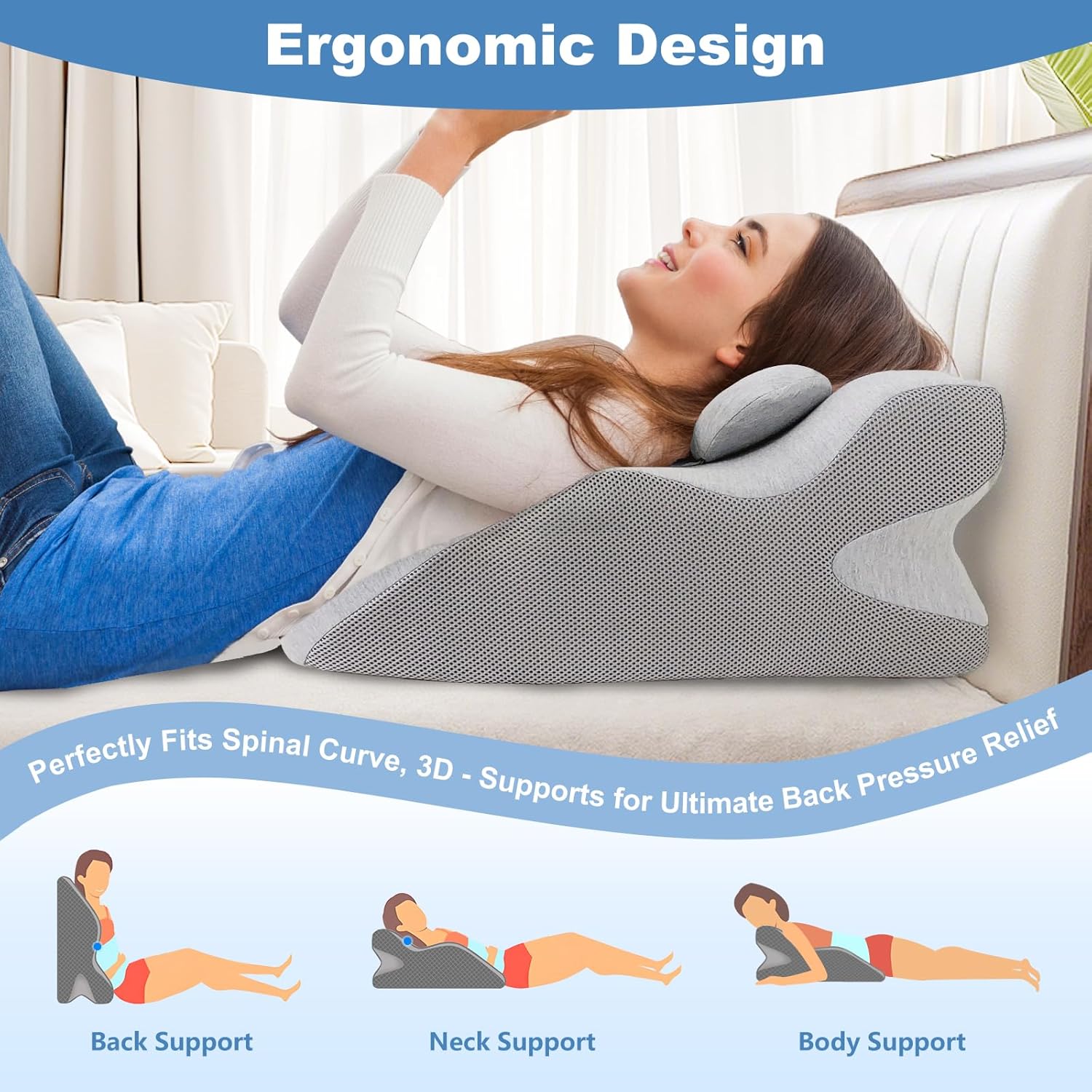 RQUXMT Face Down Prone Pillow - Ergonomic Support Wedge