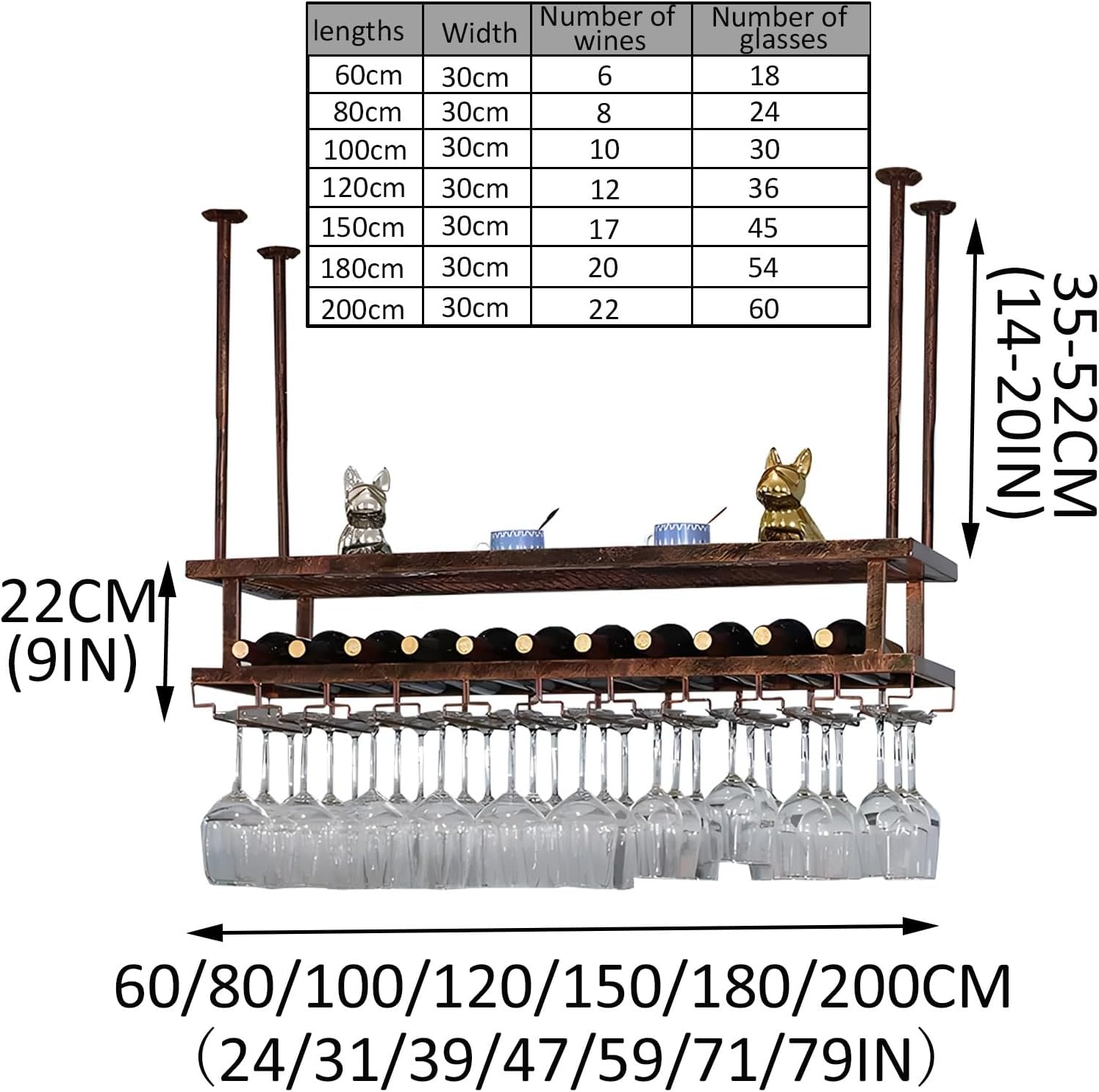 LIGUOYI Adjustable Ceiling Wine Glass Rack