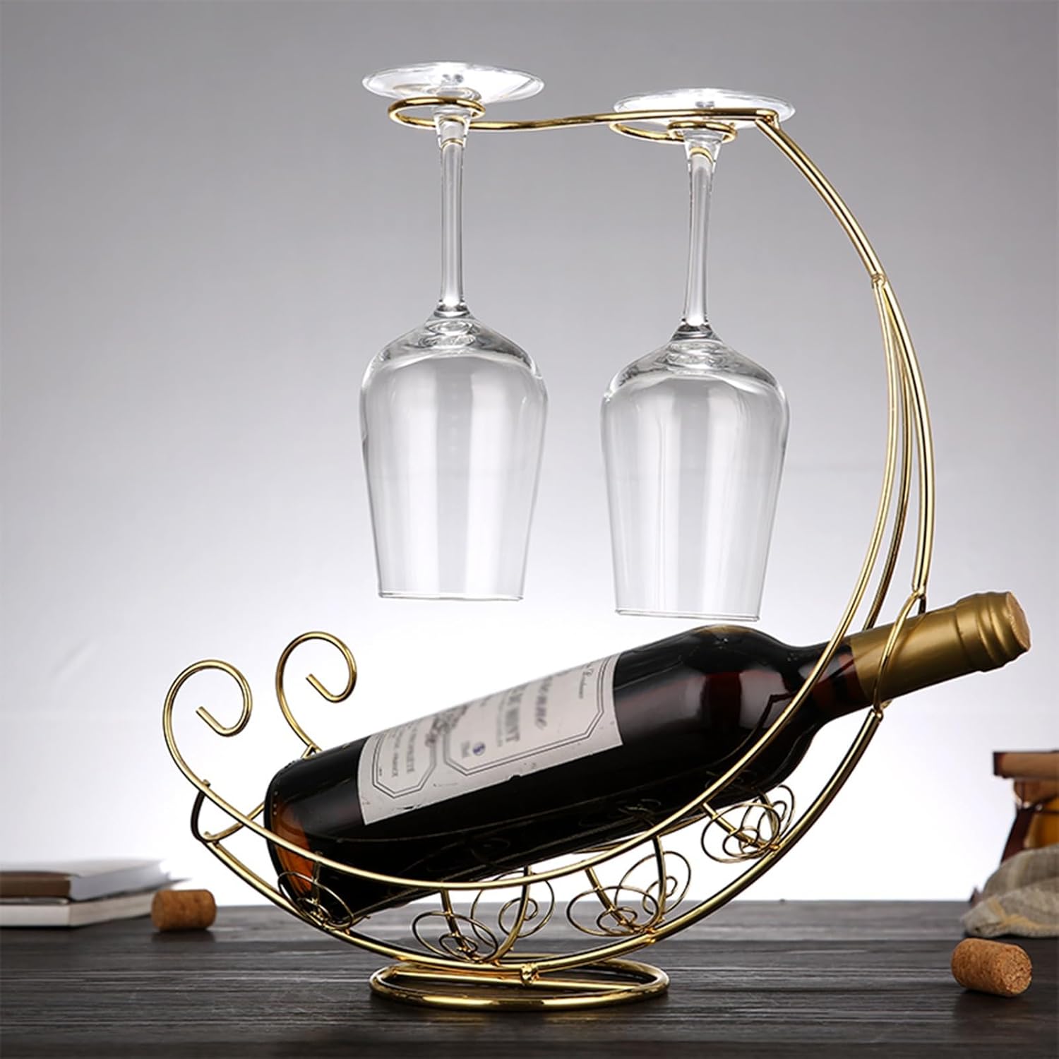 ZYZSY Pirate Ship Wine Glass Rack Freestanding Metal Holder 1