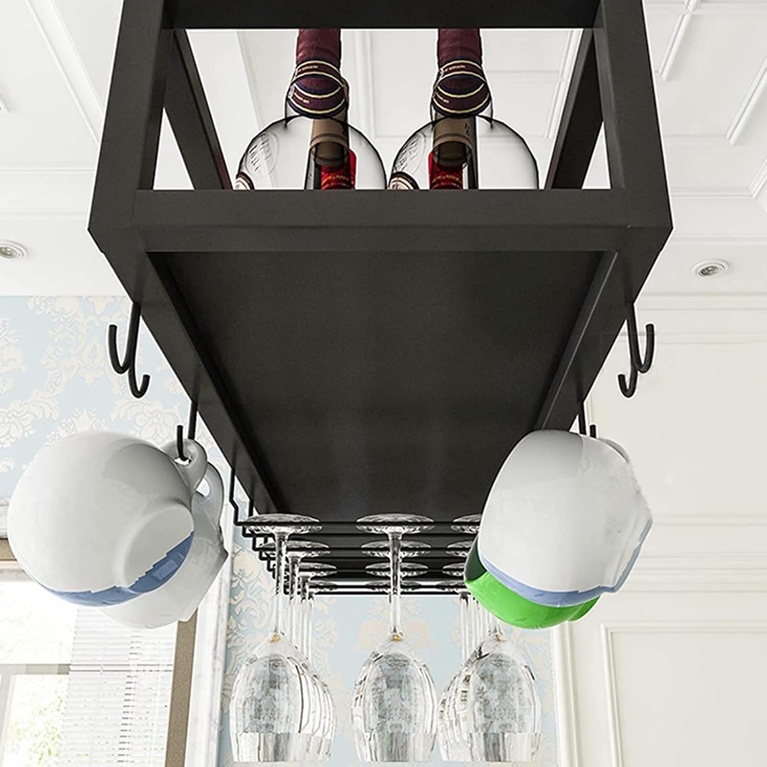 Industrial Ceiling Wine Rack Adjustable 140cm for Bars and Kitchens