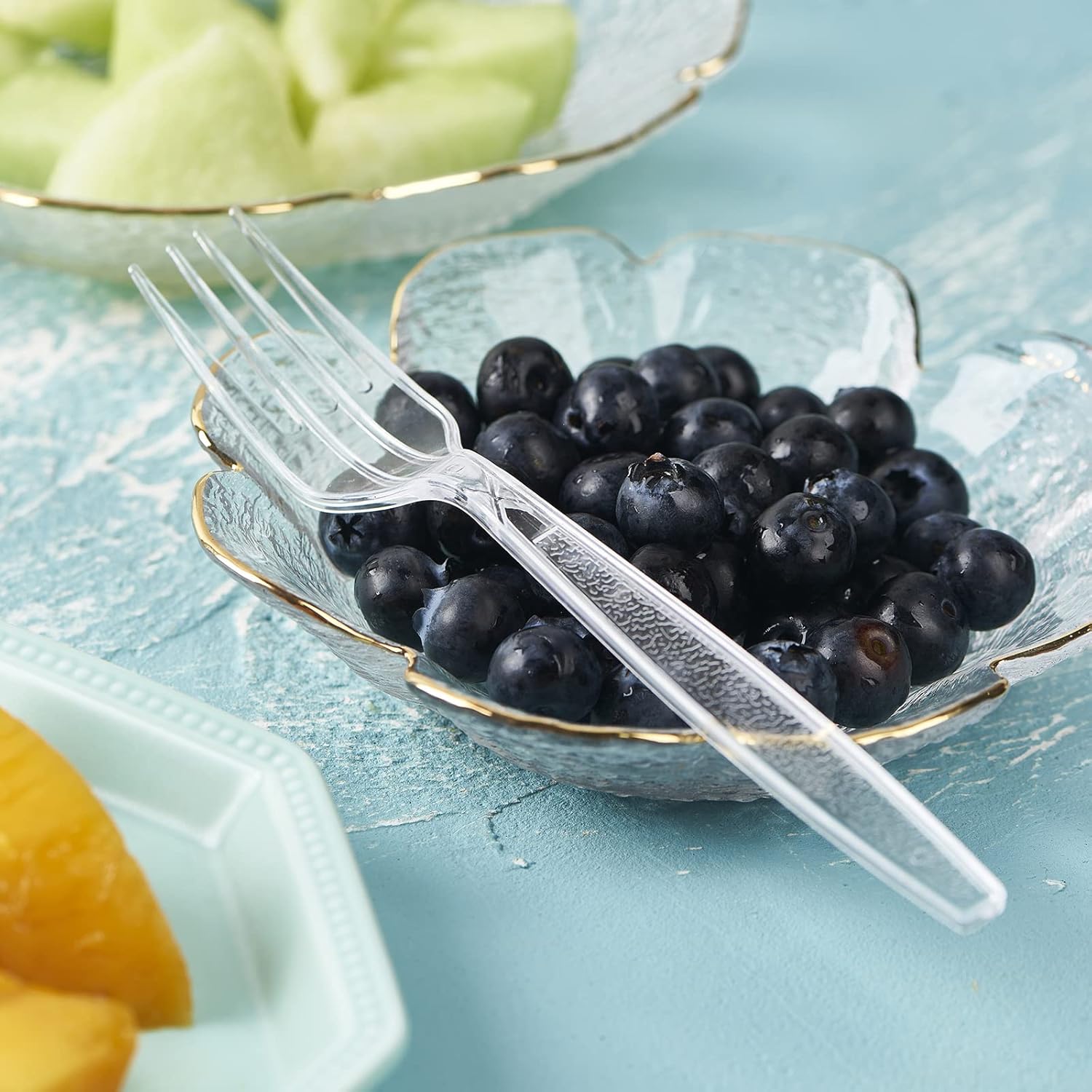 FULING 300 Count Clear Plastic Forks Heavy Duty