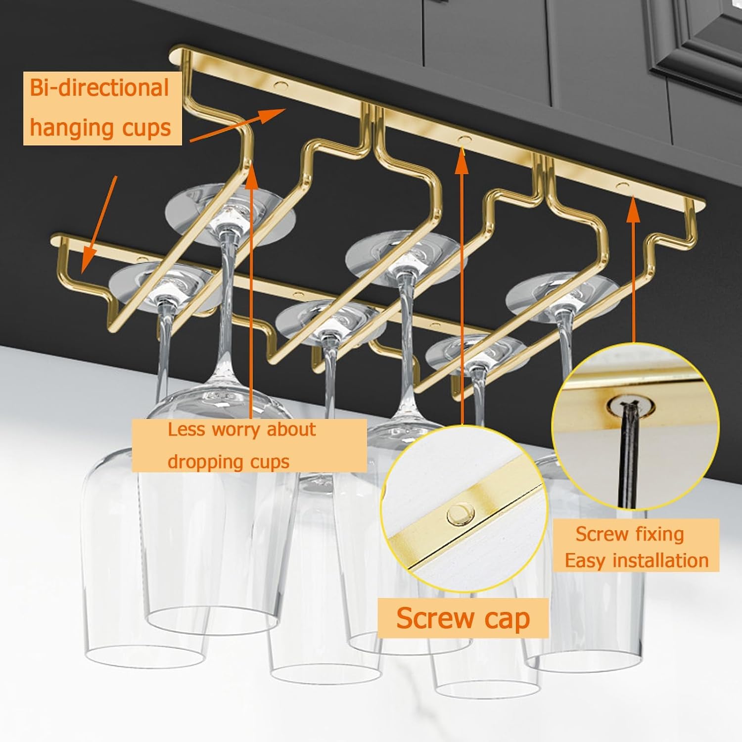 SAGIDAR Stemware Rack for Glasses Storage Stainless Steel